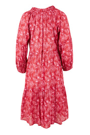 Product shot of the Molly Cotton Dress in colour Serenityma (Red), from the back
