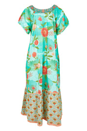 Product shot of the Sao Paulo Cotton Midi Dress in colour Sunny (Green), from the back
