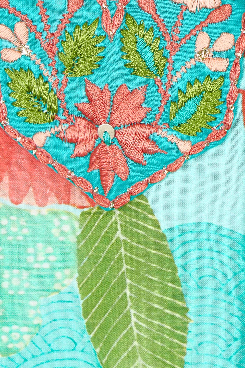 Product shot of the Sao Paulo Cotton Midi Dress in colour Sunny (Green), detail