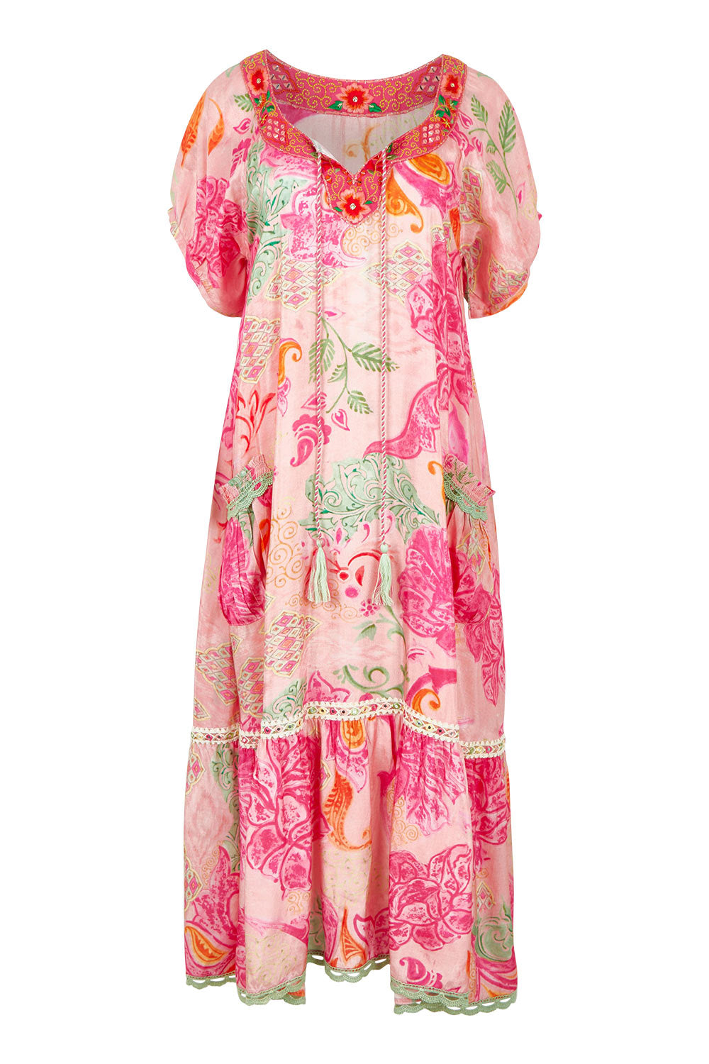 Product shot of the Sao Paulo Maxi Dress in colour Charlise (Pink), from the front