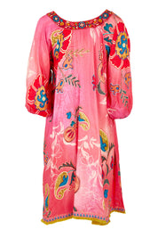 Product shot of the Sao Paulo Long Sleeve Dress in colour Gloria (Pink), from the back