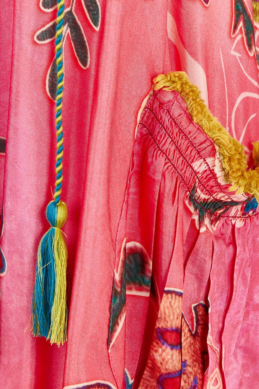Product shot of the Sao Paulo Long Sleeve Dress in colour Gloria (Pink), detail