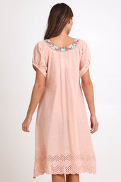 Model Madelinec wearing size 10 of the Sao Paulo Cotton Dress – Amazon in colour Amazon, from the back
