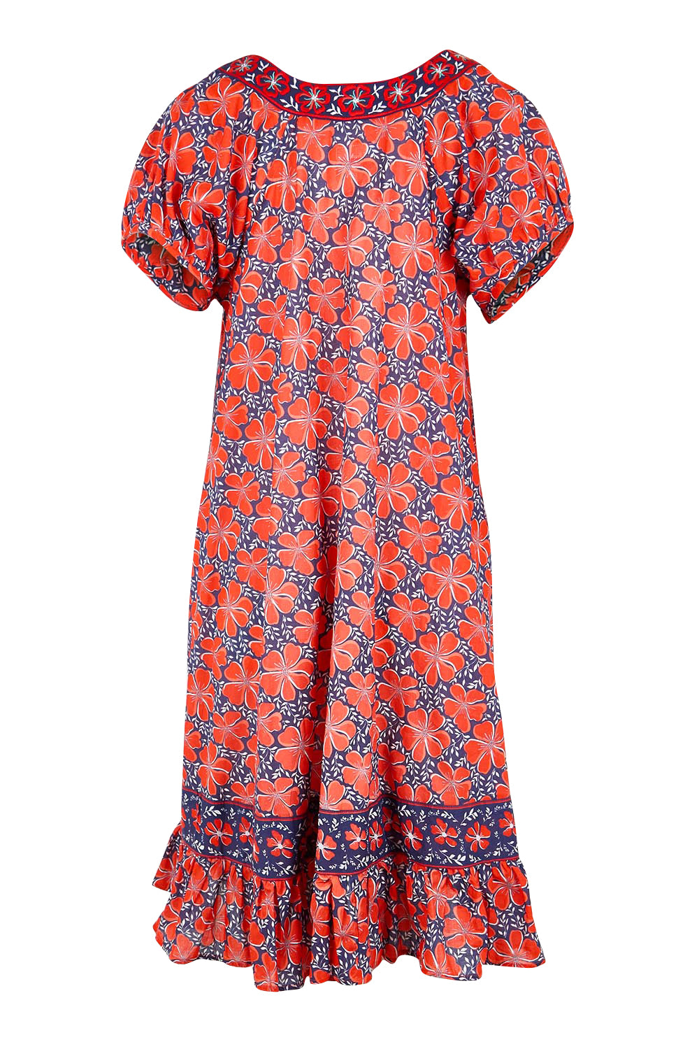 Product shot of the Sao Paulo Cotton Dress – Daisynavy in colour Daisynavy, from the back