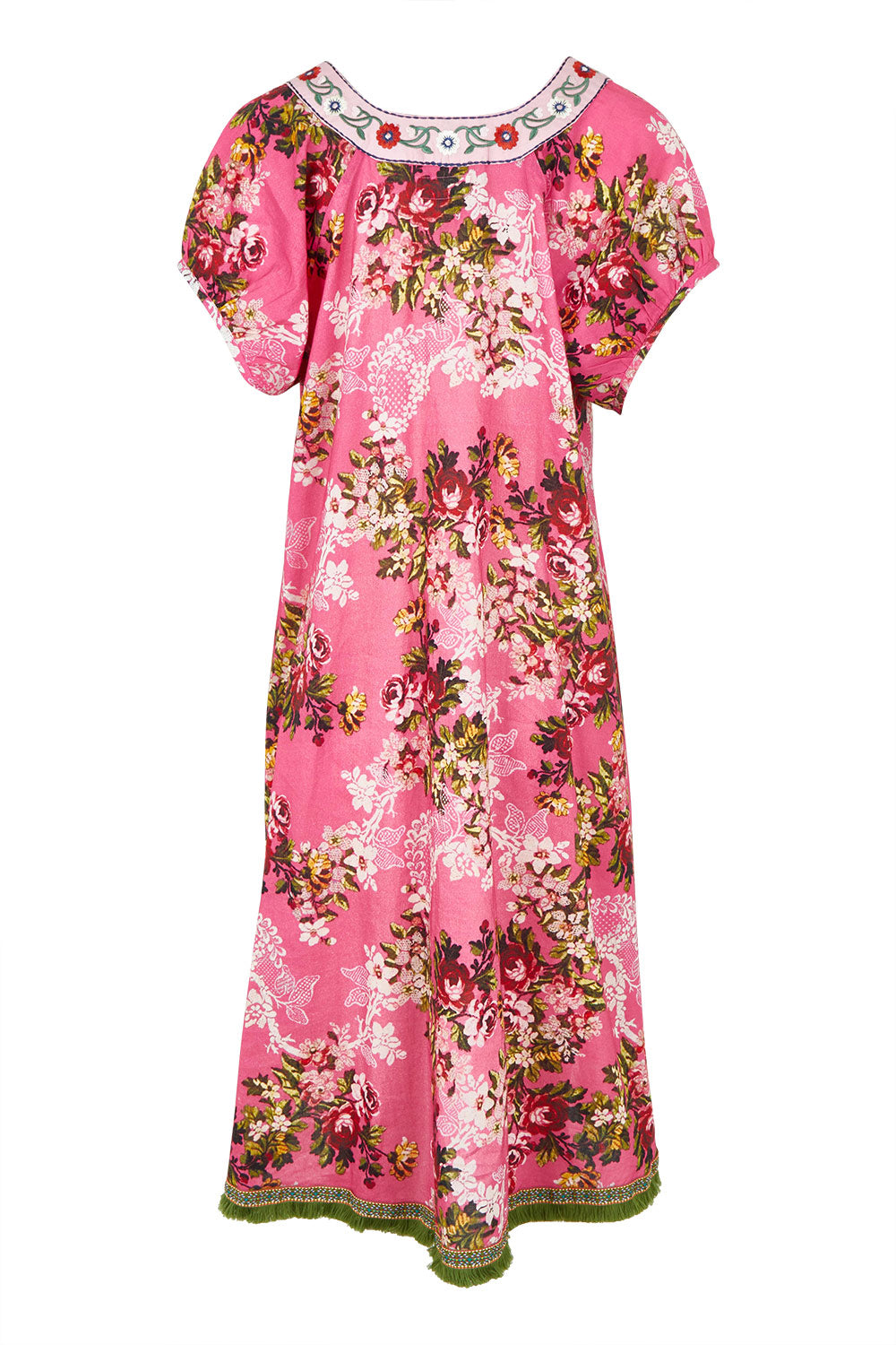 Product shot of the Sao Paulo Cotton Dress in colour Folly (Pink), from the back