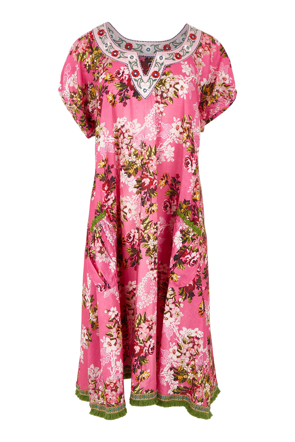 Product shot of the Sao Paulo Cotton Dress in colour Folly (Pink), from the front