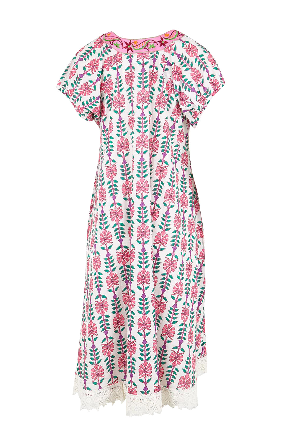 Product shot of the Sao Paulo Cotton Dress - Isla in colour Isla, from the back