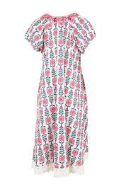 Product shot of the Sao Paulo Cotton Dress - Isla in colour Isla, from the back
