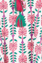 Product shot of the Sao Paulo Cotton Dress - Isla in colour Isla, showing detail