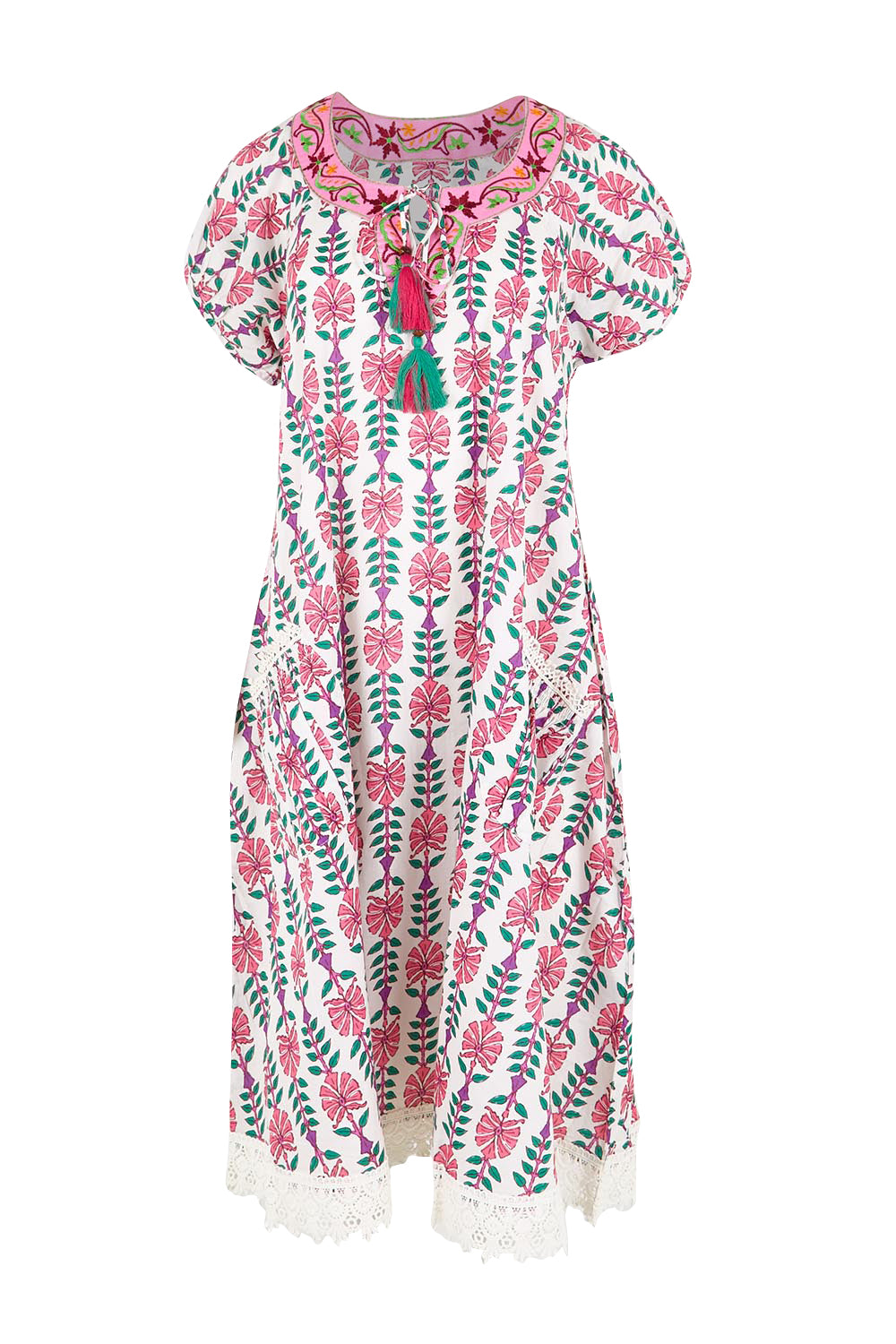 Product shot of the Sao Paulo Cotton Dress - Isla in colour Isla, from the front