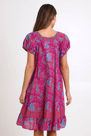 Model Madelinec wearing size 10 of the Sao Paulo Cotton Dress – Jasminepink in colour Jasminepink, from the back