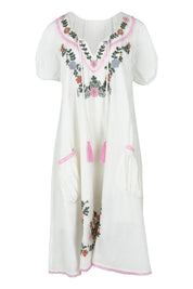 Product shot of the Sao Paulo Cotton Dress in colour Jewel (White), from the front
