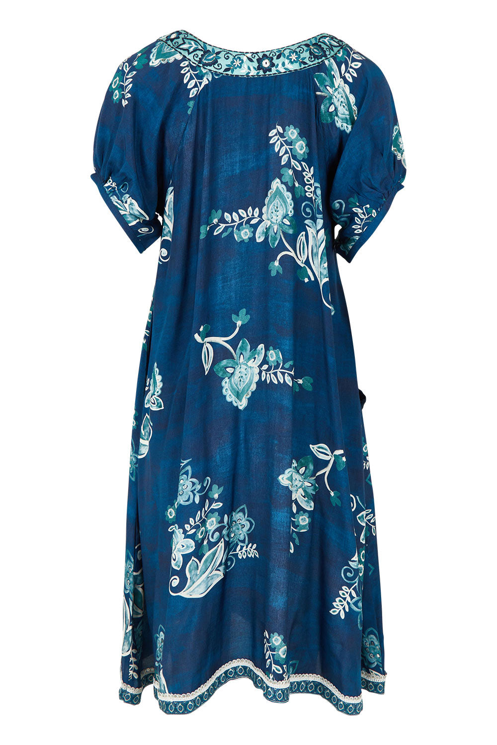Product shot of the Sao Paulo Dress in colour Selene (Blue), from the back