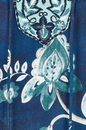 Product shot of the Sao Paulo Dress in colour Selene (Blue), detail