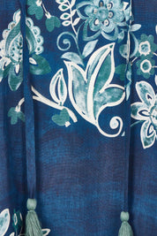 Product shot of the Sao Paulo Top in colour Selene (Blue), detail