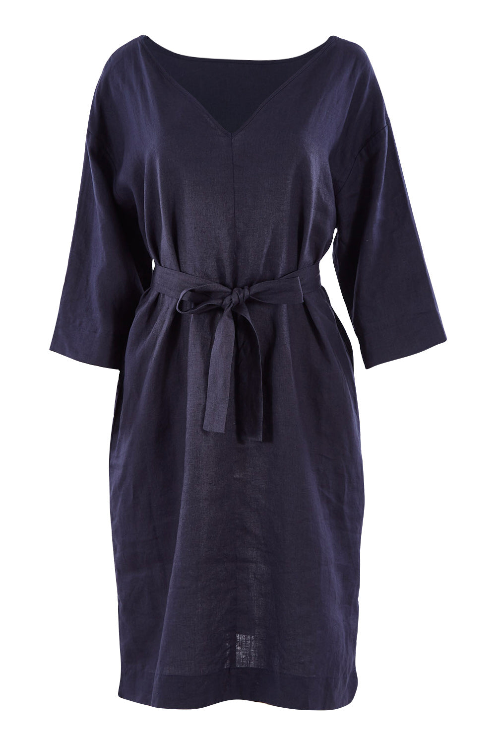 Preloved Linen Reversible Shift Dress - Ocean