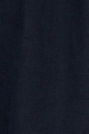 Product shot of the Linen Gathered Waist Dress in colour Navy (Blue), detail