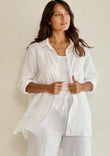 Linen Oversized Boyfriend Shirt - White