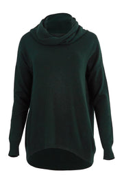 Product shot of the Natural Rolled Neck Sweater in colour Alpine (Green), from the front
