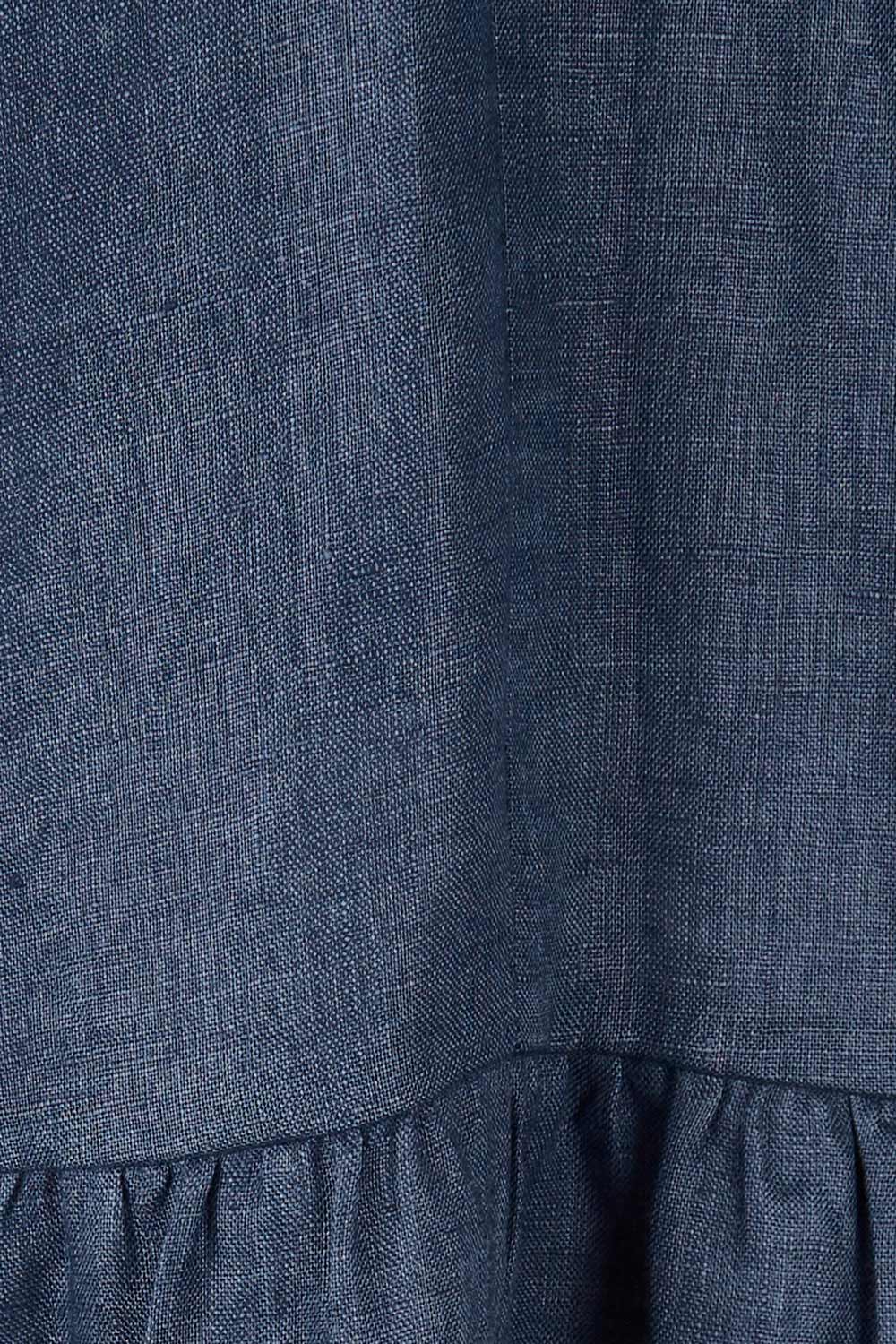 Product shot of the Linen Halter Neck Dress in colour Blue (Blue), detail