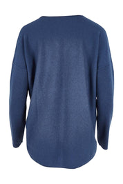 Product shot of the Wool Cashmere Sweater in colour Denim (Blue), from the back