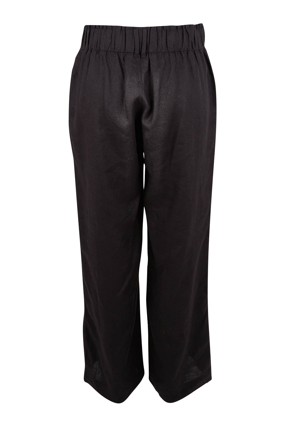 Product shot of the Linen Wide Leg Pant in colour Black (Black), from the back