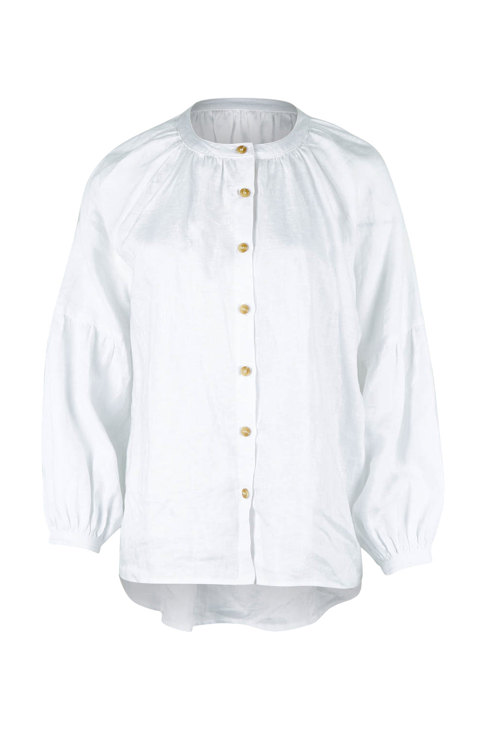 Product shot of the Relaxed Linen Blouse in colour White (White), from the front