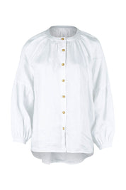 Product shot of the Relaxed Linen Blouse in colour White (White), from the front