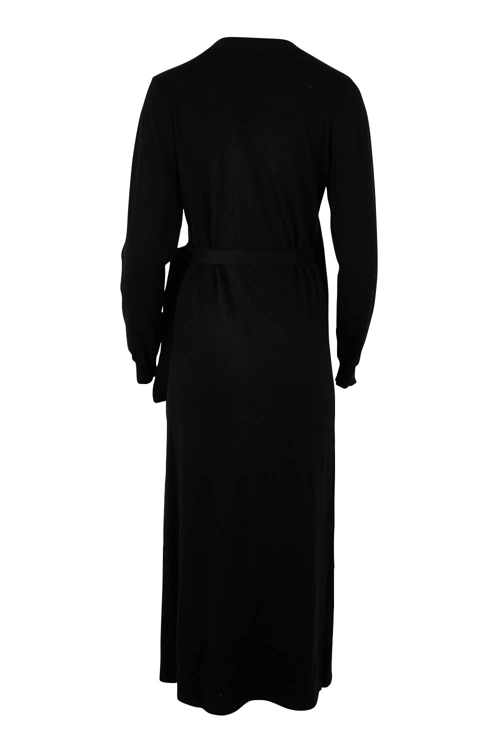 Product shot of the Cotton Cashmere Wrap Dress in colour Black (Black), from the back
