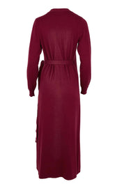 Cotton Cashmere Wrap Dress – Burgundy