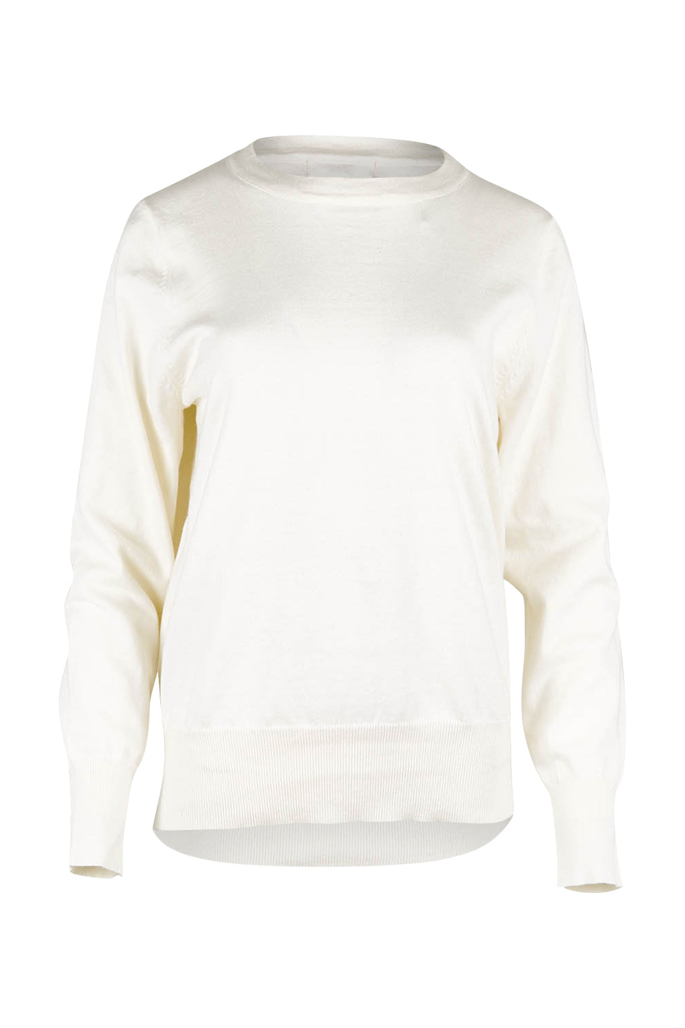 Product shot of the Cotton Cashmere Crew Neck Sweater in colour Snow (White), from the front