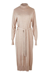 Product shot of the Cotton Cashmere Wool Knit Dress in colour Oatmeal, from the front