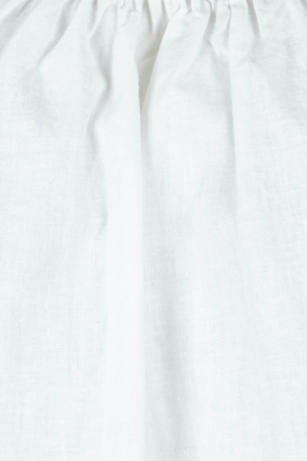 Product shot of the Linen Cotton Gathered Neckline Blouse in colour White (White), detail