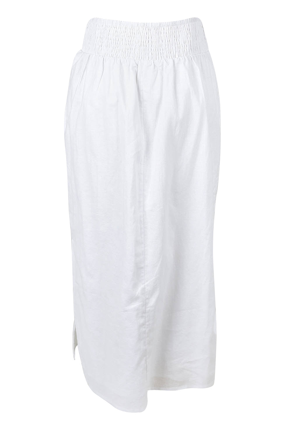 Product shot of the Linen Cotton Straight Skirt in colour White (White), from the back