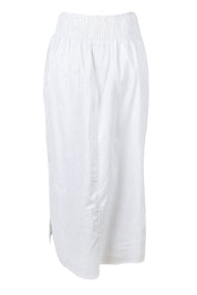Product shot of the Linen Cotton Straight Skirt in colour White (White), from the back