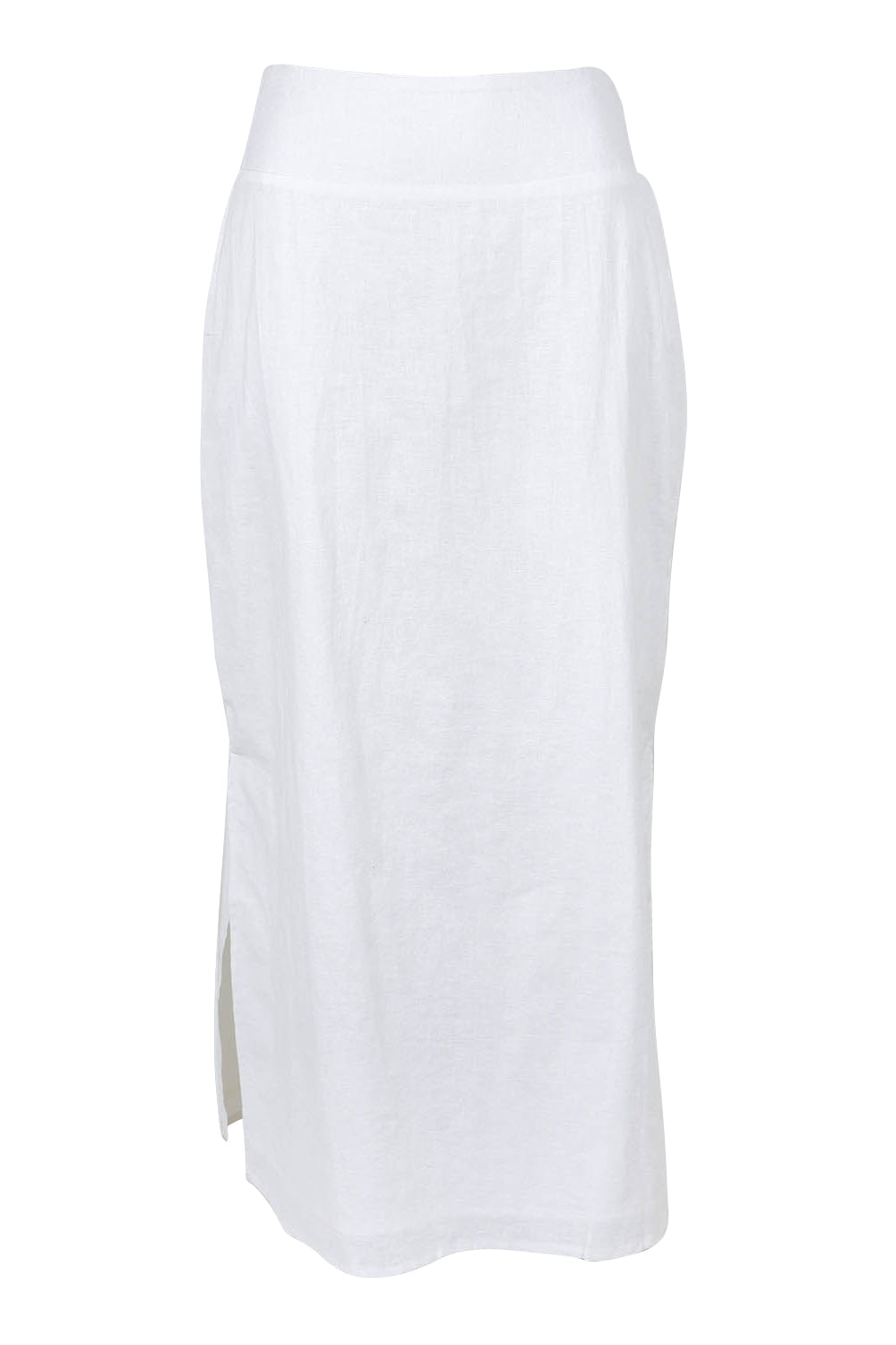 Product shot of the Linen Cotton Straight Skirt in colour White (White), from the front