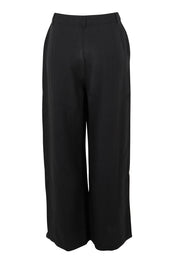 Product shot of the Ramie Tencel Straight Pant in colour Black (Black), from the back