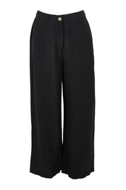 Product shot of the Ramie Tencel Straight Pant in colour Black (Black), from the front