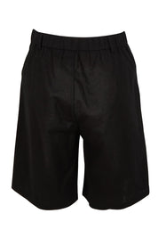 Product shot of the Linen Cotton Long Short in colour Black (Black), from the back