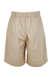 Product shot of the Linen Cotton Long Short in colour Stone, from the back