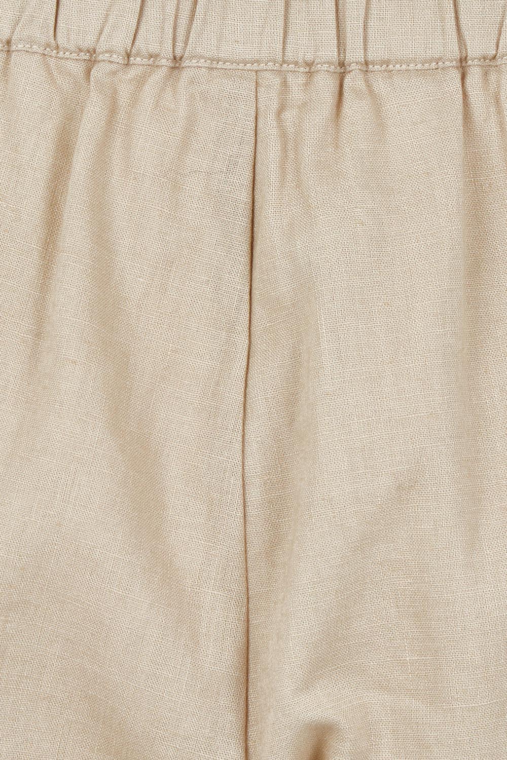 Product shot of the Linen Cotton Long Short in colour Stone, detail