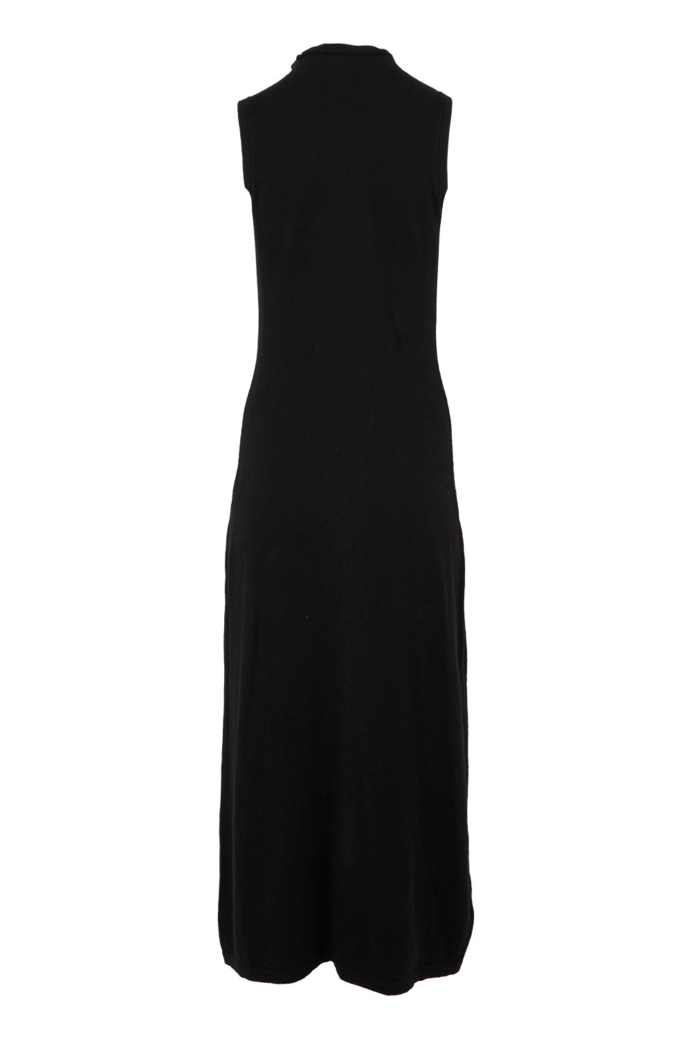 Product shot of the Cotton Cashmere Sleeveless Layering Dress in colour Black (Black), from the back