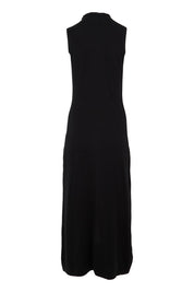 Product shot of the Cotton Cashmere Sleeveless Layering Dress in colour Black (Black), from the back