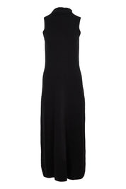 Product shot of the Cotton Cashmere Sleeveless Layering Dress in colour Black (Black), from the front