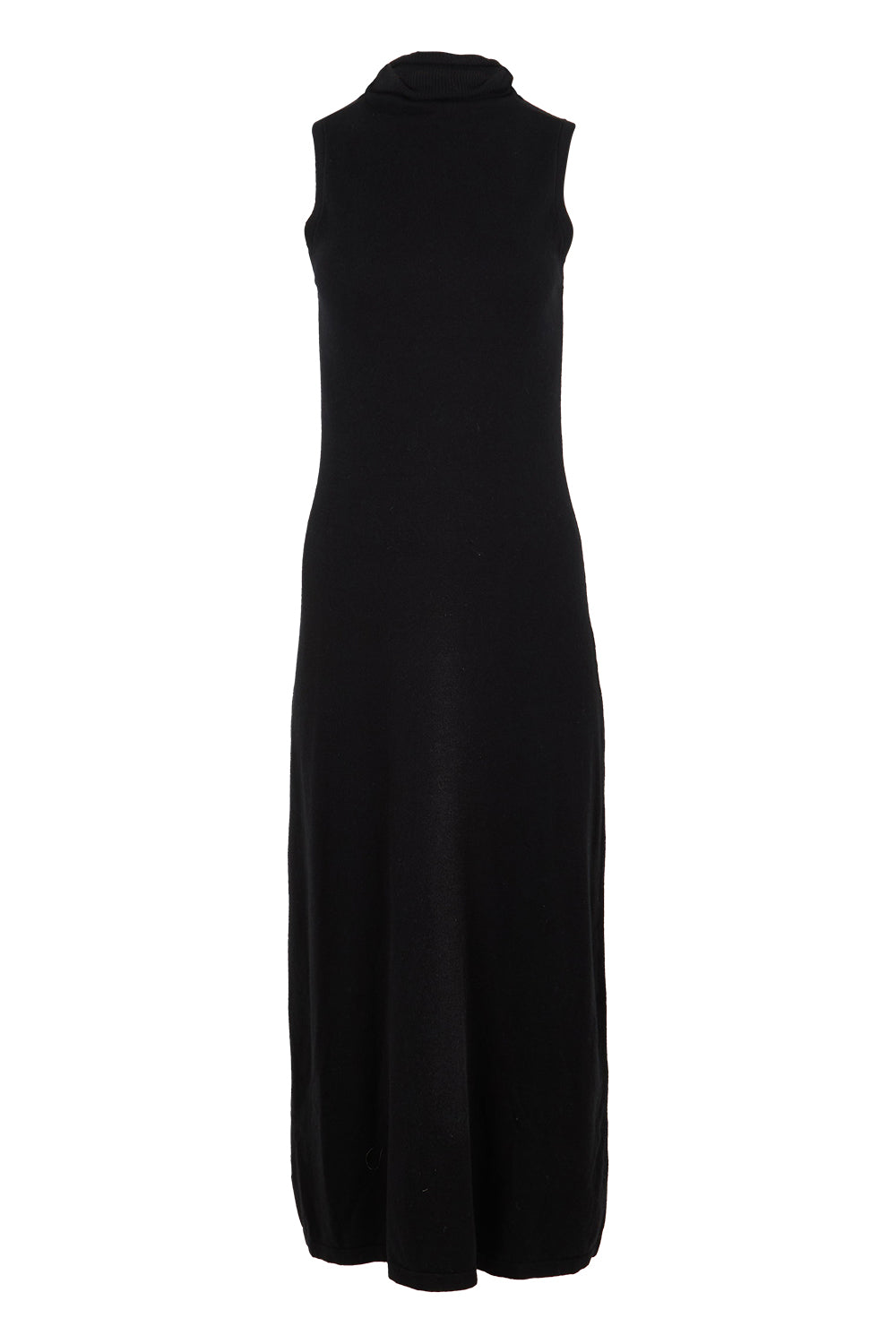 Product shot of the Cotton Cashmere Sleeveless Layering Dress in colour Black (Black), from the front
