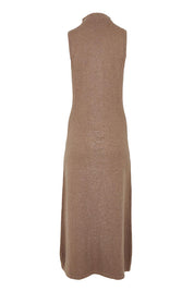 Product shot of the Cotton Cashmere Sleeveless Layering Dress in colour Natural, from the back