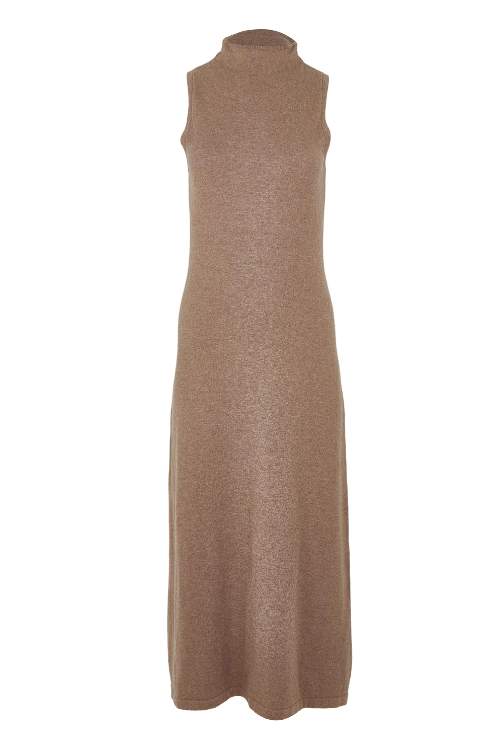 Product shot of the Cotton Cashmere Sleeveless Layering Dress in colour Natural, from the front