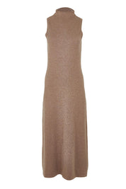 Product shot of the Cotton Cashmere Sleeveless Layering Dress in colour Natural, from the front