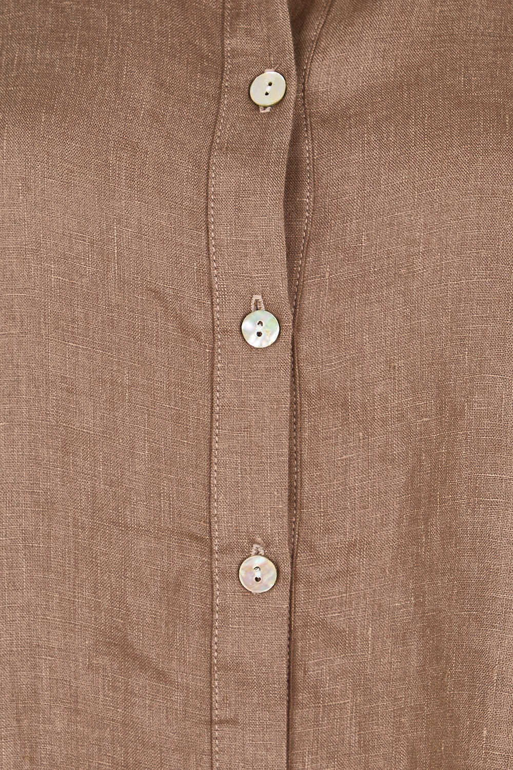 Product shot of the Linen Shirt Maker Dress – Coffee in colour Coffee, showing detail