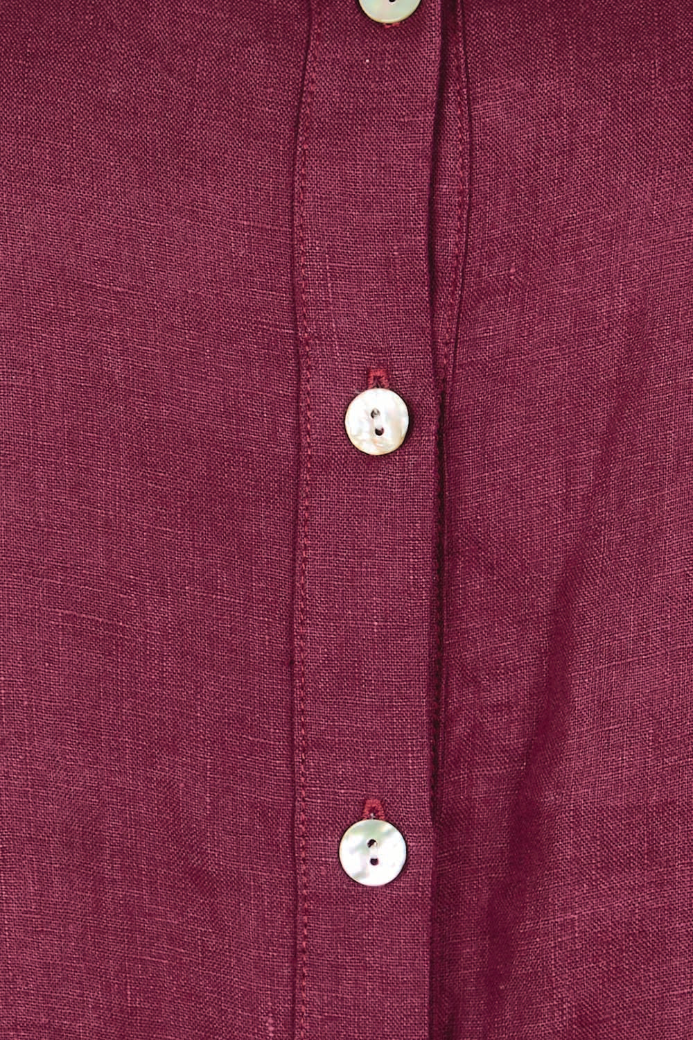 Product shot of the Linen Shirt Maker Dress – Plum in colour Plum, showing detail